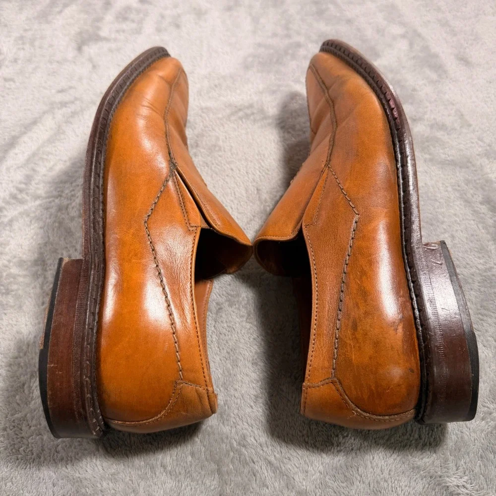 Kingston Loafers Mens Tan Leather Square Toe Slip On Made in Spain 41 Shoes